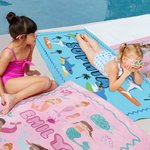 Personalisierte Ozean Welt Meerjungfrau Hai schnell trocken überdimensioniert Mikrofaser Strandtuch mit Namen Strand Party Wesentliche Geburtstagsgeschenk für Mädchen Jungen