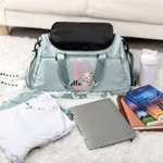 Personalized Cute Animal Ballerina Name Initial Travel Duffle Bag with Shoe Compartment and Shoulder Strap Birthday Team Gift for Ballet Lovers