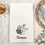 Personalised Coffee Pattern Multicolor Waffle Towel with Name Coffee Bar Decor Birthday Gift for Coffee Lovers Baristas