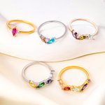 Personalized Vintage 1-5 Marquise Birthstone Ring Dainty Jewelry Anniversary Mother's Day Birthday Gift for Women Mother Grandmother