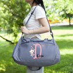 Personalized Cute Animal Ballerina Name Initial Travel Duffle Bag with Shoe Compartment and Shoulder Strap Birthday Team Gift for Ballet Lovers