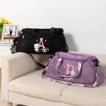 Personalized Cute Animal Ballerina Name Initial Travel Duffle Bag with Shoe Compartment and Shoulder Strap Birthday Team Gift for Ballet Lovers