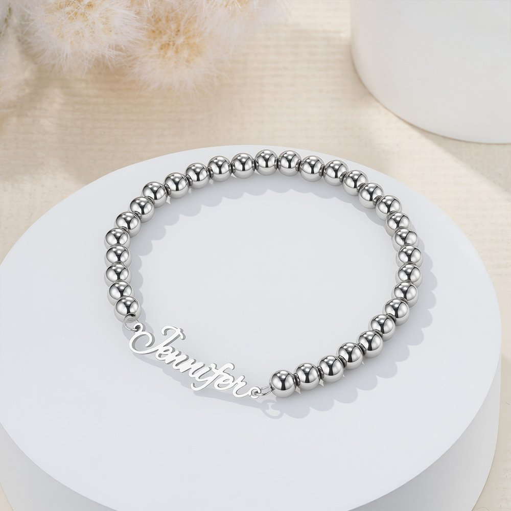Bracelet de perles empilables personnalisé avec nom Bijoux délicats Cadeau d'anniversaire Cadeau de douche de mariage pour les demoiselles d'honneur Femmes