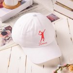 Personalised Tennis Player Silhouette Sport Baseball Hat with Name Birthday Holiday Gift for Kids Adults Tennis Lovers