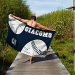 Asciugamano da spiaggia personalizzato multicolore in microfibra ad asciugatura rapida oversize con nome regalo ideale per amanti dello sport