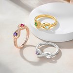 Henkilökohtainen Zirkoni Infinity Double Heart Birthstones Ring kaiverrettu nimet Ystävänpäivä Vuosipäivä Syntymäpäivä Lahja naisille