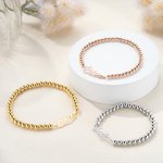 Personalized Simple Stackable Beaded Bracelet Anklet with Name Dainty Jewellery Birthday Anniversary Bridal Shower Gift for Bridesmaids Women