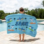 Personalisierte Ozean Welt Meerjungfrau Hai schnell trocken überdimensioniert Mikrofaser Strandtuch mit Namen Strand Party Wesentliche Geburtstagsgeschenk für Mädchen Jungen