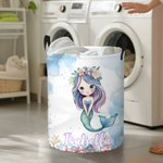 Personlig hopfällbar tvättförvaringskorg med namn och handtag för barnkammardekoration Födelsedagspresent för flickor