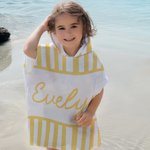 Personalisierte Multicolor Stripe Quick Dry Oversized Kid Hooded Beach Towel mit Namen Beach Party Travel Vacation Geburtstag Geschenk für Kinder