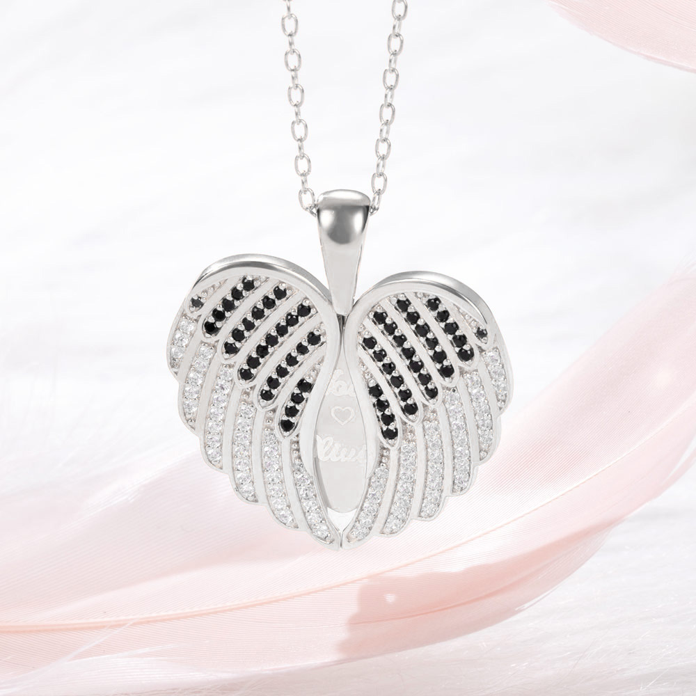 Chaîne Femme avec Prénom Personnalisé Collier Ailes d'Ange Cadeau Anniversaire Saint-Valentin pour Femme