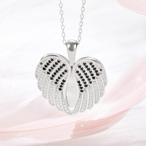 Chaîne Femme avec Prénom Personnalisé Collier Ailes d'Ange Cadeau Anniversaire Saint-Valentin pour Femme