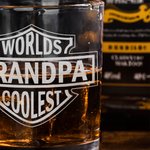 Personalized Worlds Coolest Shield Whiskey Rock Glass with Engraved Nickname and Slate Coaster Father's Day Birthday Gift for Dad Grandpa