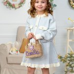 Personalizado lindo tejido de flores nombre del niño hecho a mano bolsa de paja Crossbody con correa para el hombro y el forro de cordón cumpleaños Día del Niño de regalo para las niñas