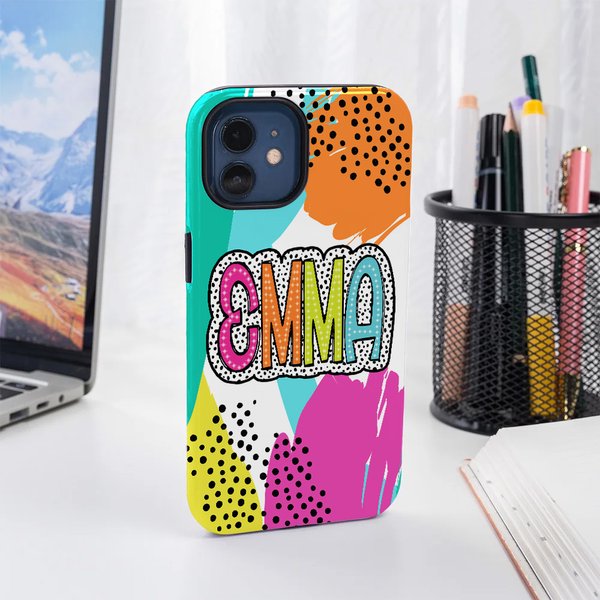 Personalized Funny Dalmatian Dot Name Phone Case for iPhone or Samsung Birthday Mother's Day Gift for Women