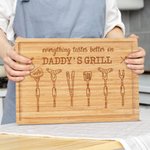 Personalized Everything Tastes Better Bamboo Cutting Board with Juice Groove Engraved Title and Name Housewarming Father's Day Gift for Dad Grandpa