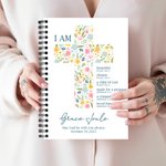 Personalised Floral Cross Bible Verse Holy 120 Pages A5 Spiral Journal Notebook with Name and Date First Communion Baptism Gift for Girls Christians
