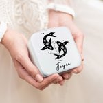Personalized Zodiac Constellation Multi-compartment Leather Jewelry Box with Name Anniversary Birthday Gift for Women