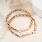 Personalized Simple Stackable Beaded Bracelet Anklet with Name Dainty Jewellery Birthday Anniversary Bridal Shower Gift for Bridesmaids Women