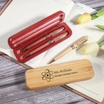 Personalised Engraved Teacher Subject Pattern Wooden Ballpoint Pen and Case Set with Name and Text Teacher's Day Graduation Gift for Teachers