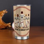 Personalized Dad and 1-4 Children Baseball Stainless Steel 20 oz Tumbler with Names Straw and Brush Father's Day Gift for Dad Grandpa