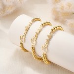 Personalized Simple Stackable Beaded Bracelet Anklet with Name Dainty Jewellery Birthday Anniversary Bridal Shower Gift for Bridesmaids Women