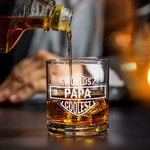 Personalized Worlds Coolest Shield Whiskey Rock Glass with Engraved Nickname and Slate Coaster Father's Day Birthday Gift for Dad Grandpa