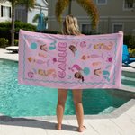 Personalisierte Ozean Welt Meerjungfrau Hai schnell trocken überdimensioniert Mikrofaser Strandtuch mit Namen Strand Party Wesentliche Geburtstagsgeschenk für Mädchen Jungen