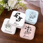 Personalized Zodiac Constellation Multi-compartment Leather Jewelry Box with Name Anniversary Birthday Gift for Women