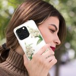 Gepersonaliseerde Cartoon Bride Geboorte Bloem Telefoon Case voor iPhone met Naam Valentijnsdag Wedding Birthday Gift voor Vrouw Moeder