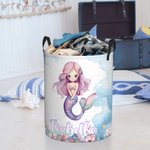 Personlig hopfällbar tvättförvaringskorg med namn och handtag för barnkammardekoration Födelsedagspresent för flickor