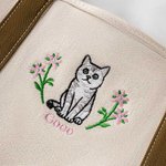 Personalized Embroidered Floral Pet Photo Durable Oxford Large Tote Bag with Name Birthday Gift for Family Friends Pet Lovers