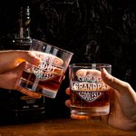 Personalized Worlds Coolest Shield Whiskey Rock Glass with Engraved Nickname and Slate Coaster Father's Day Birthday Gift for Dad Grandpa