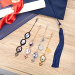 Personalised Engraved Logo Disc Oval Photo Charm Grad Cap Tassel Decoration with Angel Wings Memorial Graduation Gift for Class of 2025 Graduates