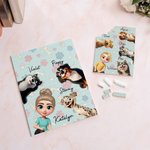 Henkilökohtainen 3D sarjakuvahahmo ja 1-4 koiraa Rakennustiilipalapelit nimillä Kotisisustus Syntymäpäivälahja perheen lemmikkieläinten ystäville