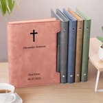 Gepersonaliseerd Communiekruis Naam Tekst Datum PU Leren Dagboek Notitieboekje met Pen en 160 Gelinieerde Pagina's Verjaardag Gebed Religieus Geschenk voor Christenen