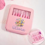 Personalized Floral Yarn Basket Name Crochet Hooks 8 Pcs Set with Storage Case and Scissors Birthday Gift for Crocheter