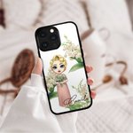 Gepersonaliseerde Cartoon Bride Geboorte Bloem Telefoon Case voor iPhone met Naam Valentijnsdag Wedding Birthday Gift voor Vrouw Moeder