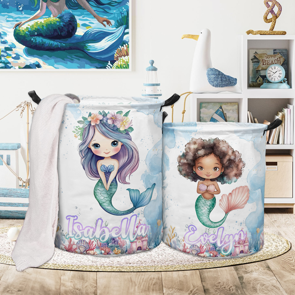 Panier à linge pliable personnalisé avec nom et poignée Décoration de chambre d'enfant Cadeau d'anniversaire et de vacances pour filles