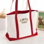 Personalized Embroidered Floral Pet Photo Durable Oxford Large Tote Bag with Name Birthday Gift for Family Friends Pet Lovers
