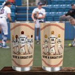 Personalized Dad and 1-4 Children Baseball Stainless Steel 20 oz Tumbler with Names Straw and Brush Father's Day Gift for Dad Grandpa