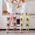 Personalised Multicolour Cute Paw Print Carrot Pattern Pet Avatar Photo Adult Kid Pyjama Bottoms with Name Birthday Gift for Family Pet Lovers