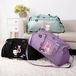 Personalized Cute Animal Ballerina Name Initial Travel Duffle Bag with Shoe Compartment and Shoulder Strap Birthday Team Gift for Ballet Lovers