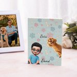 Henkilökohtainen 3D sarjakuvahahmo ja 1-4 koiraa Rakennustiilipalapelit nimillä Kotisisustus Syntymäpäivälahja perheen lemmikkieläinten ystäville