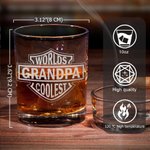 Personalized Worlds Coolest Shield Whiskey Rock Glass with Engraved Nickname and Slate Coaster Father's Day Birthday Gift for Dad Grandpa