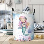 Personlig hopfällbar tvättförvaringskorg med namn och handtag för barnkammardekoration Födelsedagspresent för flickor