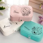 Personalized Zodiac Constellation Multi-compartment Leather Jewelry Box with Name Anniversary Birthday Gift for Women