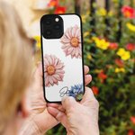 Gepersonaliseerde Cartoon Bride Geboorte Bloem Telefoon Case voor iPhone met Naam Valentijnsdag Wedding Birthday Gift voor Vrouw Moeder