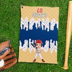 Personalisiertes Sporthandtuch mit Eiscrememuster Cartoon Baseball Charakter Namen Nummer und Karabiner Geschenk für Baseball-Liebhaber