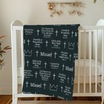 Personalised Cross Crown Bible Verse Soft Throw Blanket with Name Home Decor Baby Shower Baptism Gift for Baby Kid